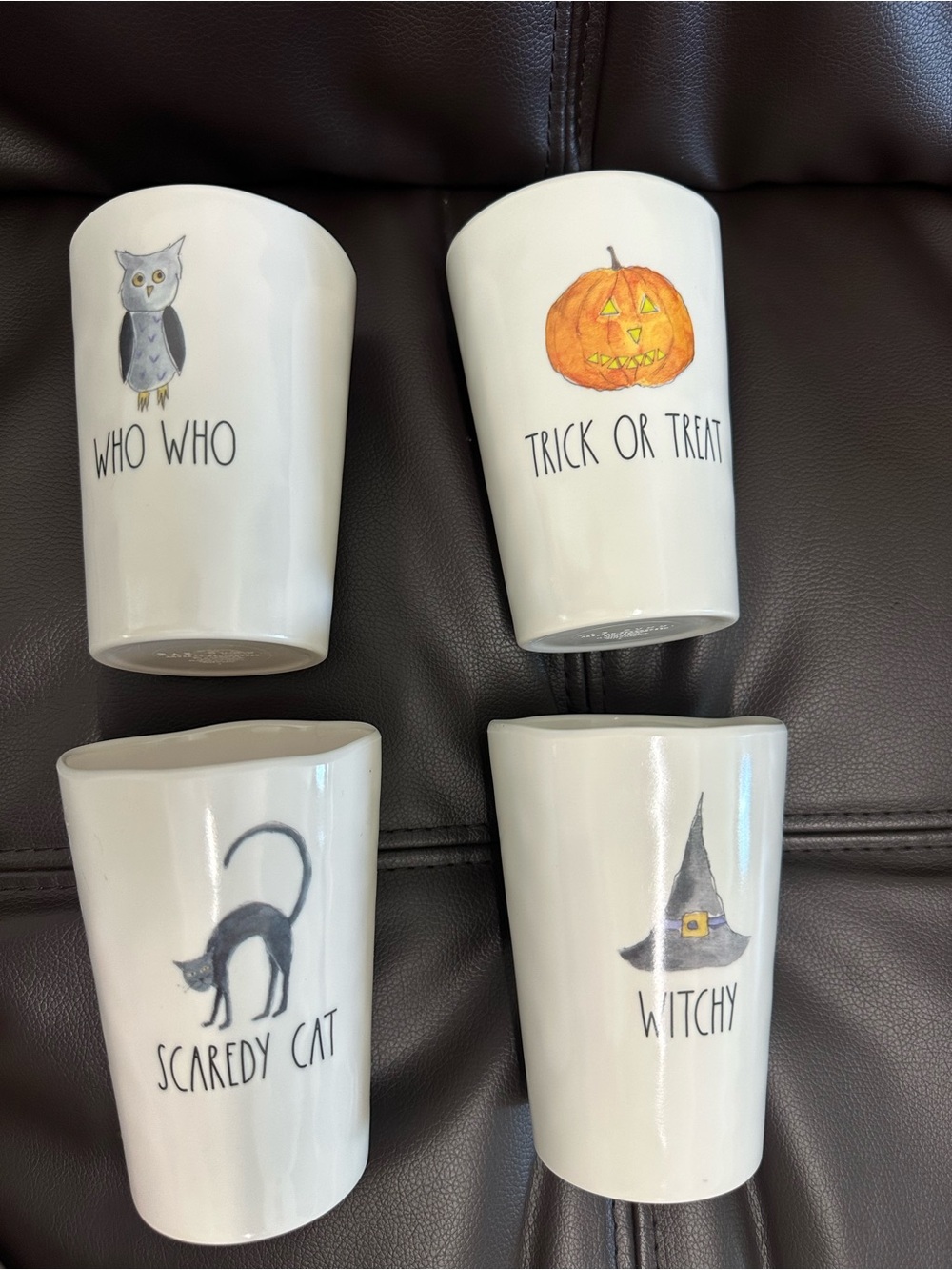 Set of 4 New Rae Dunn Halloween Cups – Melamine (Owl, Pumpkin, Cat)